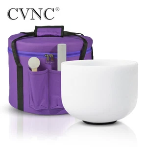 528Hz 8'' C Love Frequency Chakra Frosted Crystal Singing Bowl Bag Sound Heal - Picture 1 of 6