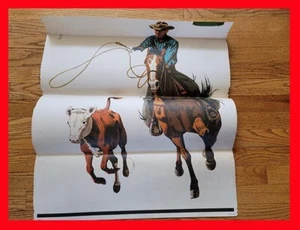 1960's Western Poster Of Cowboy With Horse Rustling Cattle Vintage Display - Picture 1 of 2