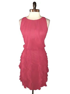 Vestido Blusa COLDWATER CREEK Talla 12 Rojo Sin Mangas Volantes Foto 1 de 4