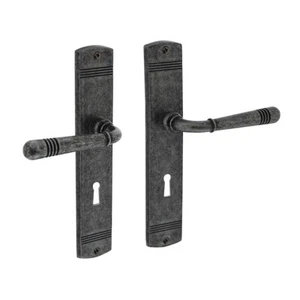 Manija de puerta pulsador de puerta manija de ventana gris antiguo conjunto de letreros largos macizo Zamak - Imagen 1 de 20