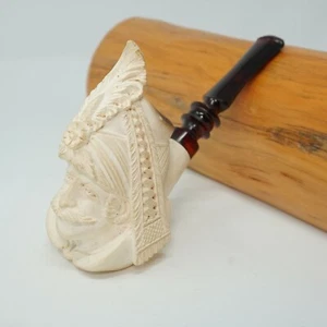 Meerschaum Turkish Carved Face Estate Tobacco Smoking Pipe Sultan - Picture 1 of 15