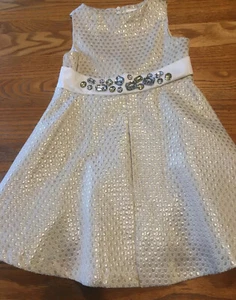Gymboree  holiday dress girls size 4 gold/beige jeweled band Sleeveless EUC - Picture 1 of 10