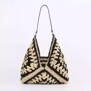 Mujer Bolso de Mano de Paja Gran Capacidad Vintage Bolso de Hombro Bolso de Mano Verano Playa - Imagen 1 de 10