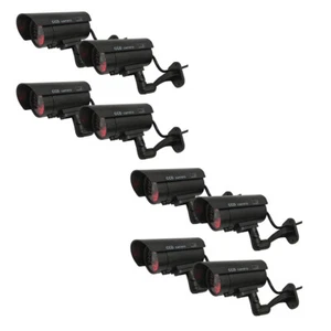 8 Pack Outdoor Bullet Dummy Security Camera Fake IR CCTV & Record Light Black - Picture 1 of 5