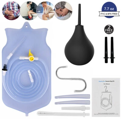 Silicone Enema Bag Kit Home Anal Vaginal Bulb Douche Colonic Irrigation Cleaner - Image 1 of 4