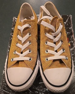 Converse Chuck Taylor All Star Low Top Sneaker Gold Sparkle Women’s Sz 6 549678F - Picture 1 of 8