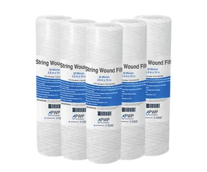 String Wound Sediment Water Filter Cartridge Standard 2.5x10" 20 Micron 5 Pack - Picture 1 of 5