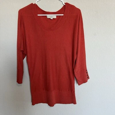 Suéter Jersey LOFT Mujer Clásico Tejido Naranja Talla M Manga 3/4 Foto 1 de 4