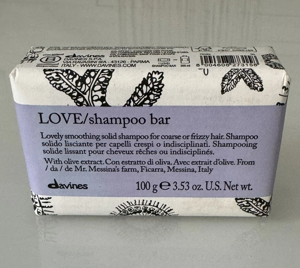 Davines LOVE Shampoo Bar, For Frizzy or Coarse Hair, 100g New - Image 1 of 1