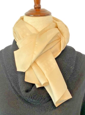 Vintage Women’s Scarf Cream Beige Geometric Border Rectangle Lightweight - Image 1 of 4