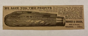 1895 Taschenmesser Maher & Grosh Print Ad Sportsman Werbung Toledo OH P6f - Bild 1 von 10