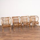 Vintage Set Of 4 Bamboo Wicker Arm Chairs By Robert Wengler, Denmark 1960'S