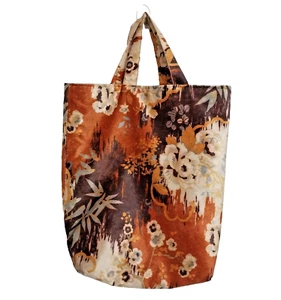Vintage Velvet Quaker Fabric Large Shoulder Bag Leather Interior 1970s BOHO - Picture 1 of 7