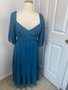 Arula Size C Maxi Tiered Blue Fairy Boho Cottagecore Peasant Whimsy Romantic - Picture 1 of 13