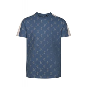 Luke M790158 Ramos All-Over Repeat Jacquard Print Tape Half Sleeve T-Shirt Blue - Picture 1 of 4