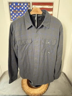 Vintage Rusty Mens Gray Blue Plaid Flannel Shirt Jacket Fleece Lined Button Up M - Image 1 of 4