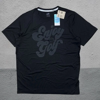 Puma Golf Shirt Tee T-Shirt Cloudspun Enjoy Golf Black Performance Men's Medium - Image 1 of 4