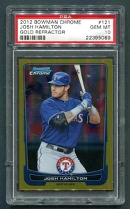 2012 Bowman Cromo Josh Hamilton Oro Rifrattore 28/50 PSA 10 GEM MINT 💎 - Foto 1 di 2