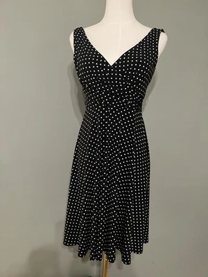 Isaac Mizrahi Size 4P Dress Black & White Polka Dot  EUC - Image 1 of 4
