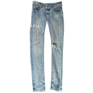 Amiri Herren Paint Drip Logo Jeans blau Taille 32" - Bild 1 von 11