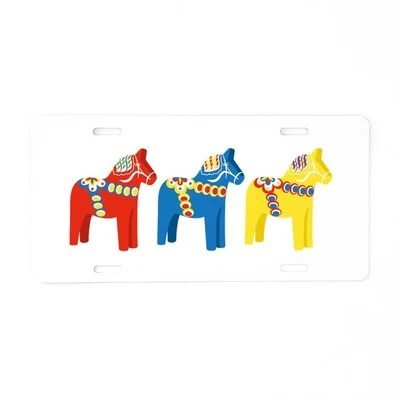 Placa de licencia CafePress Dala Horse Border (1928222849) Foto 1 de 2