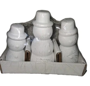 Keramik Biskuit fertig zum Bemalen 3 Stck Schneemann Familie Zum Selbermachen 3,5"-2,75" Weihnachten  - Bild 1 von 5