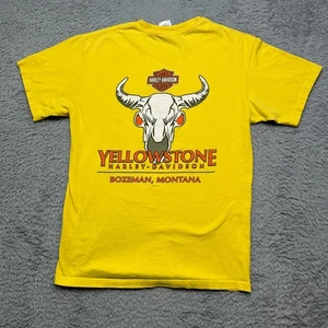 Vintage Harley Davidson T-Shirt Herren M Gelb Yellowstone Bozeman Made In USA - Bild 1 von 9