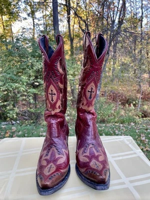 LANE Red Leather Western Fashion Cowgirl Boots Embroidered Women's US 9 Narrow - Image 1 of 4