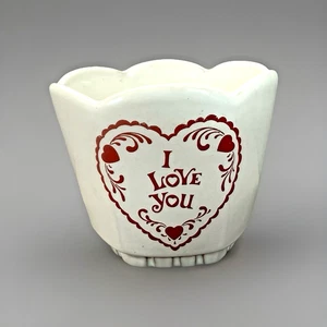 Frankoma Pottery Small Planter 37 Scalloped Edge I Love You 4.5 Inch Diameter - Picture 1 of 10