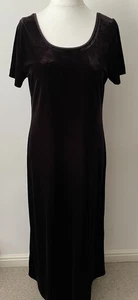 Laura Ashley Vintage Darkest Purple Velvet Maxi Dress Size XL 14/16 - Picture 1 of 6