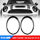 Pair Gloss Black Headlight Trim Ring For Bmw Mini Cooper R55 R56 R57 R58 2007-15