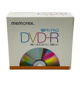 Memorex 10 PK DVD-R 6x 4.7 GB Go 120 Minutes - Picture 1 of 3