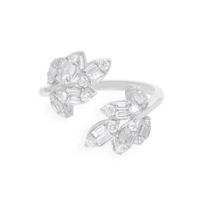 0.75 Ct Natural SI/HI Baguette Diamond Cuff Ring Birthday Gift 10k White Gold - Picture 1 of 7