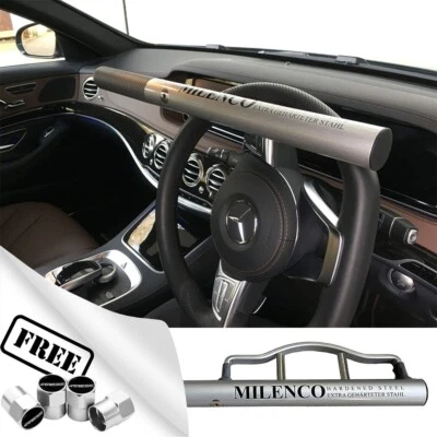 Car Steering Wheel Lock High Security Sold Secure Gold Milenco SILVER 0505 +Caps