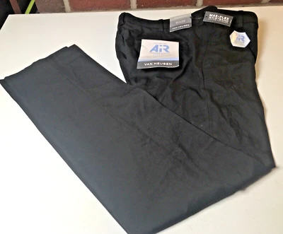 VAN HEUSEN Max Flex Air Pants Stretch Waistband Wicking Non Iron Black NwT 33x32 - Изображение 1 из 4