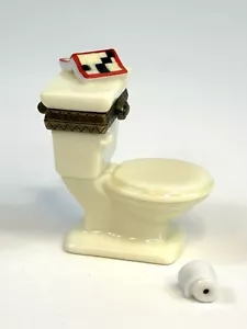 PHB Porcelain Hinged Trinket Box Toilet With Roll Of Paper Trinket - Picture 1 of 9