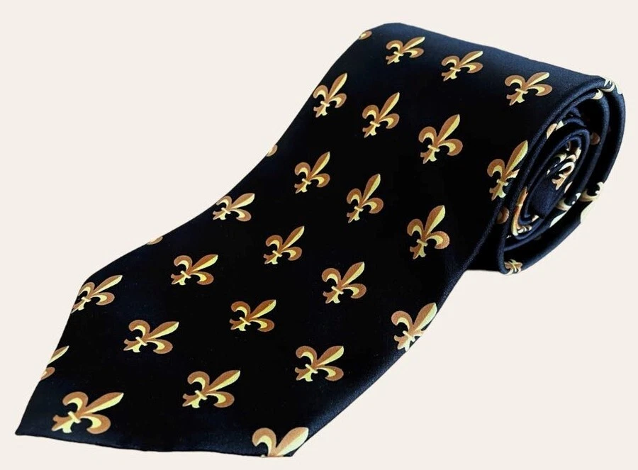 Corbata New Orleans SAINTS Negro y Dorado Flor De Lis Colección Romario Manzini Foto 1 de 1