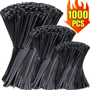 100 / 1000PCS Nylon Cable Ties – Self-Locking, Adjustable Wire Zip Straps for Ho - Picture 1 of 11