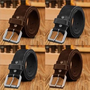 Mens Leather Belts 1.25, 1.5 Genuine Pure Leather High Quality Jeans Belt Buckle - Picture 1 of 9