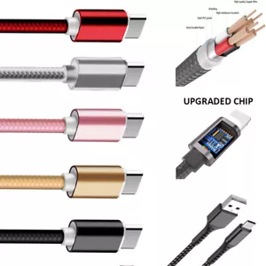 Type C to USB Strong Braided Cable For Samsung, Huawei, LG, Sony Fast Charging - Picture 1 of 14