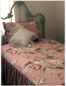 Vintage Shabby Landhaus Chic Chris Madden Twin Tagesdecke Rüschen Schein Landhaus Kern - Bild 1 von 15