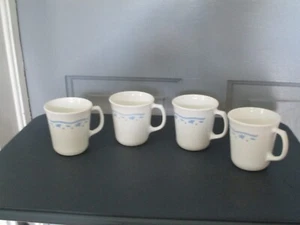 Corning Ware Lot of 4 Morning Blue Coffee/Tea Cups Mugs 8 oz - Picture 1 of 7