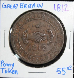 1812 Vintage One Penny Token -- Union Copper Co. -- Birmingham Great Britain  - Picture 1 of 6
