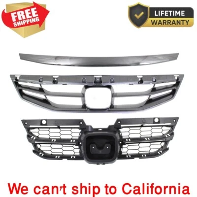For 2011-2012 Grille Assembly + Chrome Molding Honda Accord Coupe Set of 3 Foto 1 de 4