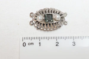 Schließe für zweireihige Kette, echt Gold 585 mit Akoya- Zuchtperle und Turmalin - Picture 1 of 4