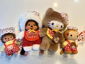 Monchichi x Hello Kitty collaboration Part 2 Plush Toy Set of 4 - Picture 1 of 10