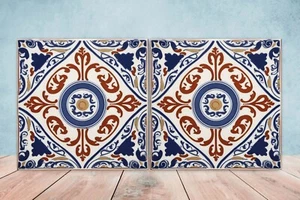 Azulejos de pared de cerámica griega - Juego de 2 azulejos de arte de cerámica para salpicadero de cocina para baño - Imagen 1 de 3