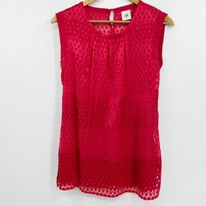 CAbi Womens Red Scarlett Tunic Blouse #3130 Sleeveless Textured Holiday Sz XS - Picture 1 of 7