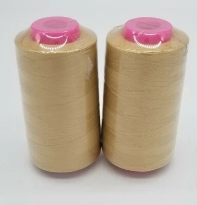 2-Pack LIGHT GOLD Serger Sewing Machine Thread 6000 YDS Cone T27 S2 Quality - Image 1 of 4