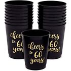 Cheers to 60 Years Cups, 60th Birthday Party Decorations (16 oz, 16 Pack)